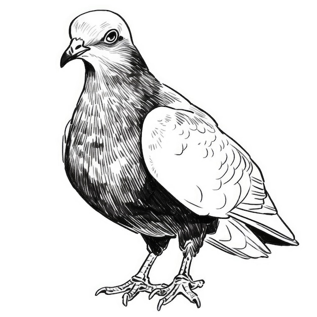 Pen and Ink A Minimalist Depiction of an Urban Pigeon