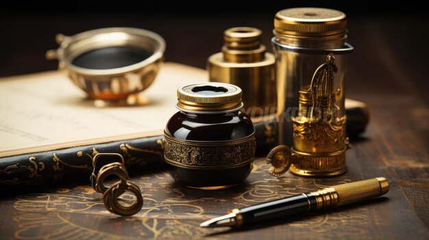 A pen and an inkwell capturing the essence of writing and storytelling