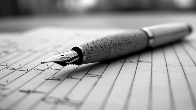 ペンが紙に書かれていてその上に数字 1 が書かれています