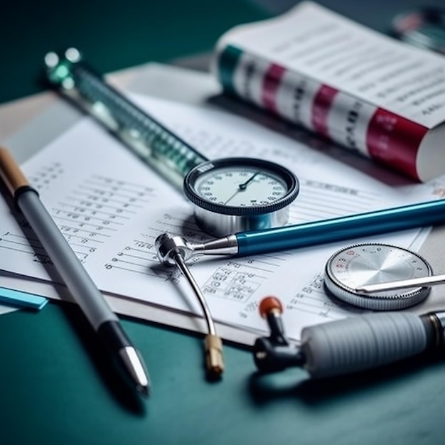 A pen is on top of a piece of paper with a magnifying glass on it.