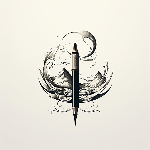 Photo pen logo illustration