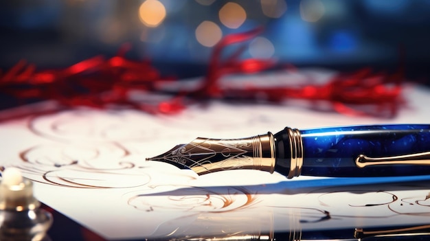 Pen naar papier Een close-up van het ondertekeningsproces met een pen die een belangrijke zakelijke overeenkomst verzegelt