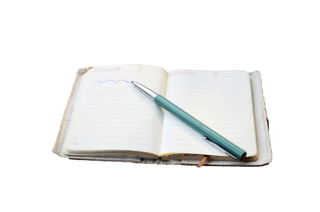 Pen and note book with white background