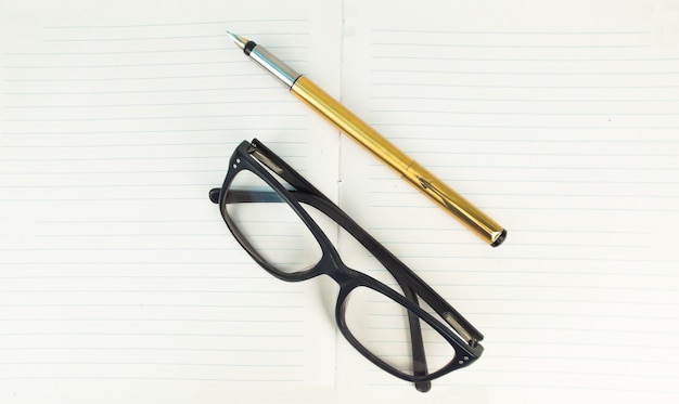 Pen and Specs in the notebook