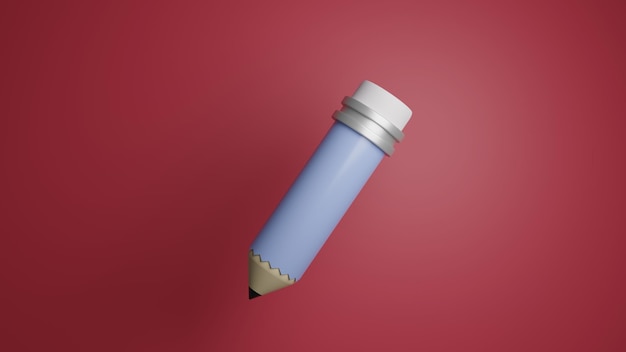 Pencil 3d icon on red background