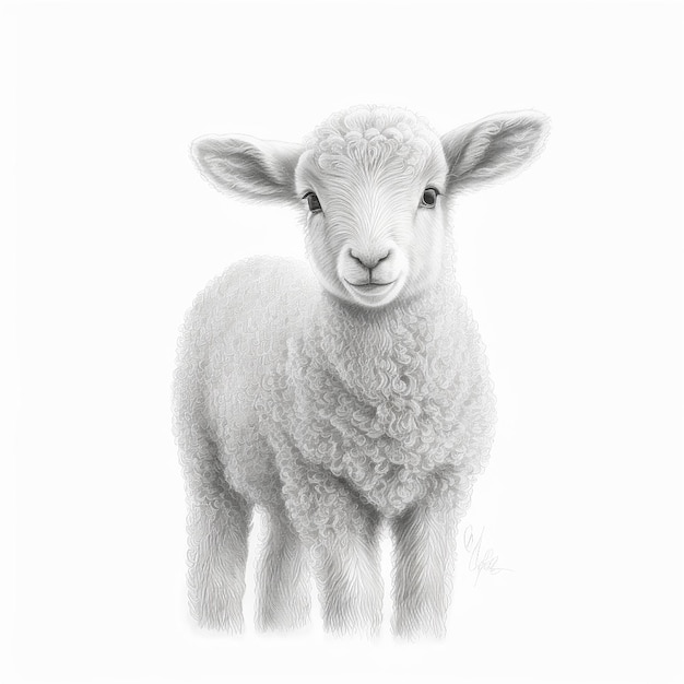 Pencil art sketch sheep animal drawing picture AI Generated