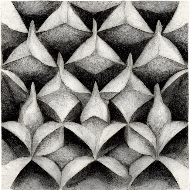 Pencil drawing of Escher tessellation pattern