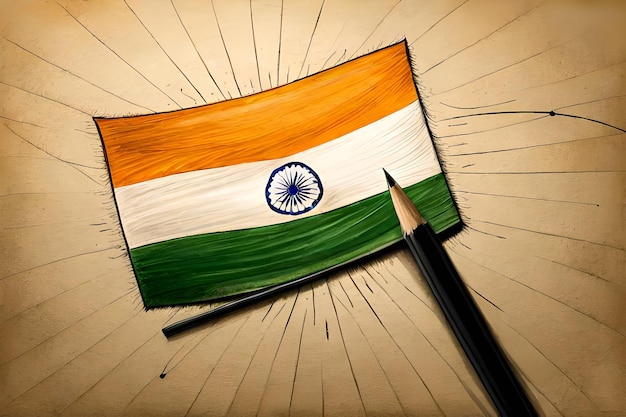 Photo pencil drawing of the indian flag