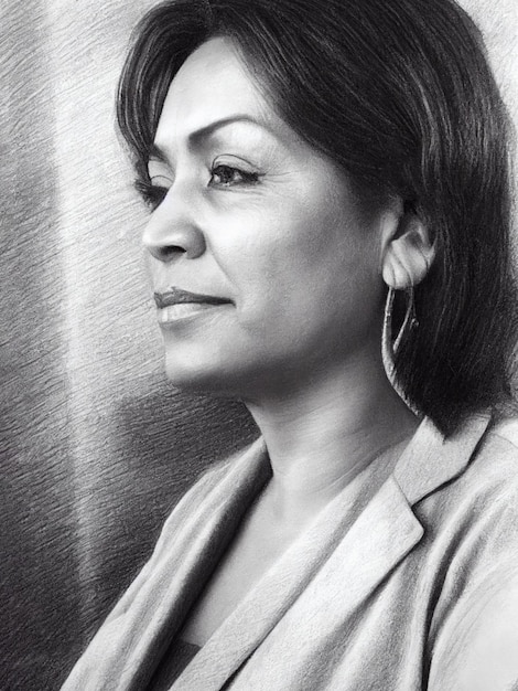 Photo pencil drawing of powerful latina woman