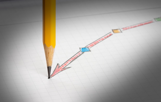 Pencil drawing sketch of growth success diagram