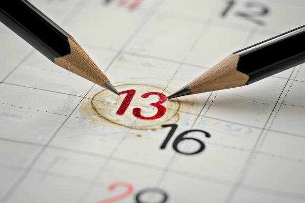 карандаш стирает дату на календаре Полезно для иллюстрации концепций планирования, расписания и организации
