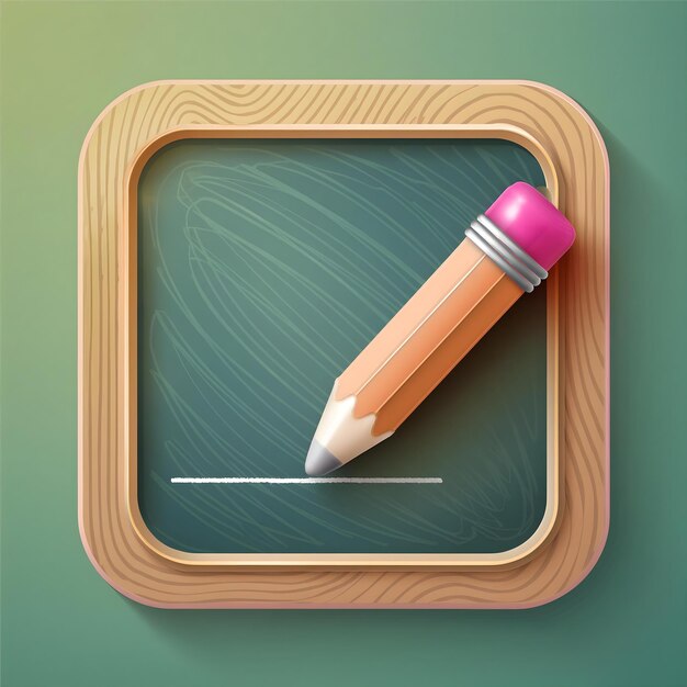 a pencil is drawing on a green board