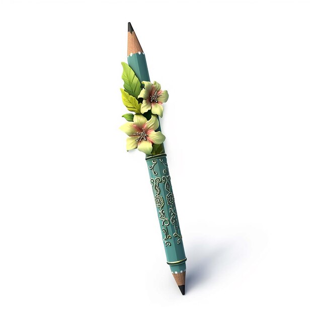 Foto matita isolata su un fondo di fiori