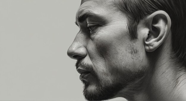 Pencil painted profile of man