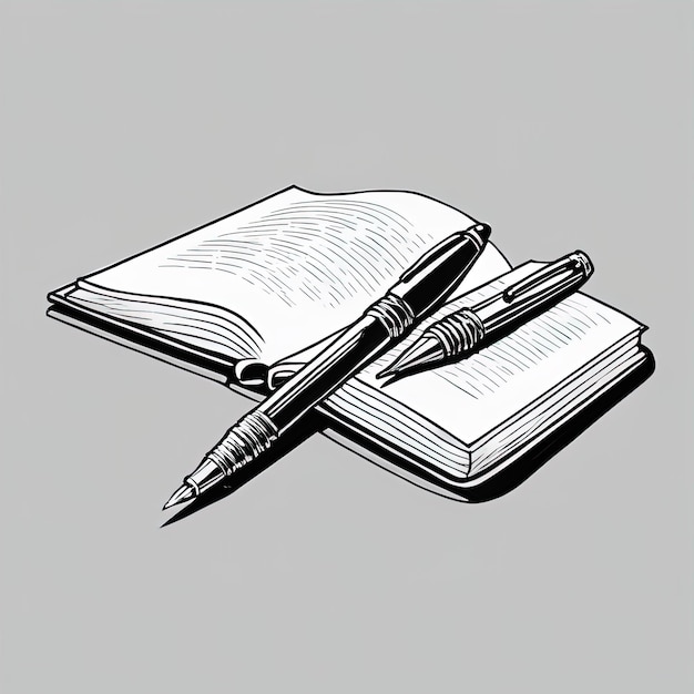 pencil and pen vector illustrationvector sketch of a notebook with pencil and pen