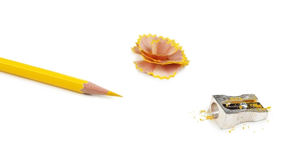 Pencil and pencil shavings isolated on white