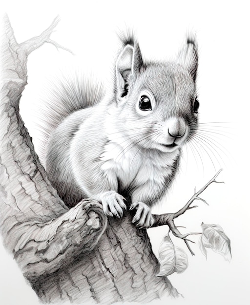 Pencil portrait of a cute be on a white background Hand drawn illustration