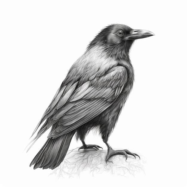 Pencil raven sketch crow animal draw AI Generated