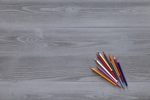 Pencil set on grey wooden table