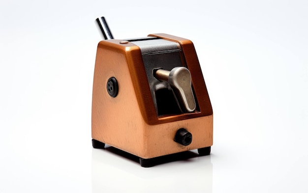 Photo pencil sharpener on white background