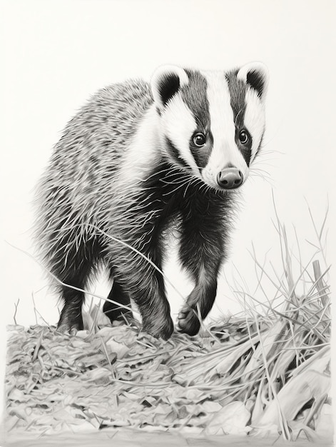 Pencil sketch artwork badger animal drawing