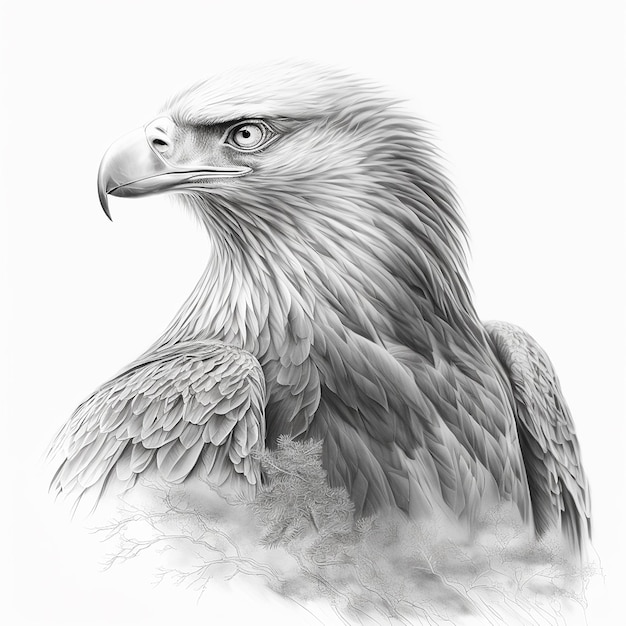 Pencil sketch artwork cute eagle drawing AI Generated