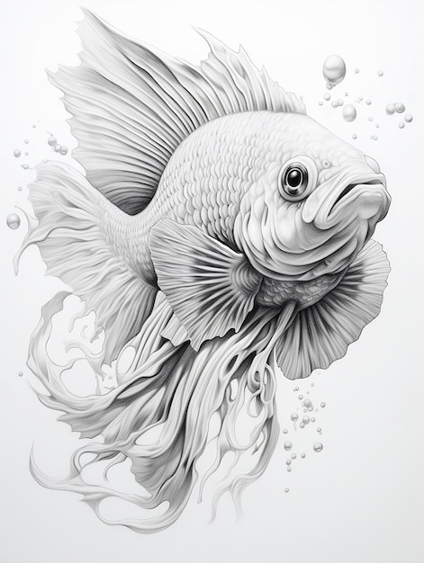 Pencil sketch artwork fish animal drawing