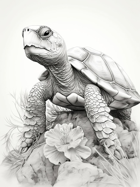 Photo pencil sketch artwork turtle animal drawing