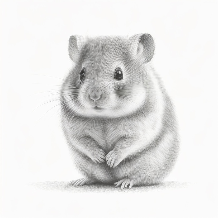 Premium AI Image | Pencil sketch beautiful hamster animal draw