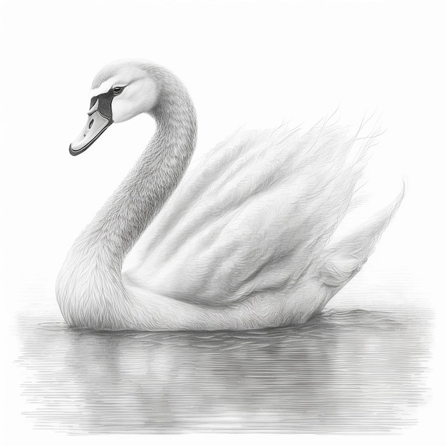 Pencil sketch beautiful swan animal draw AI Generated