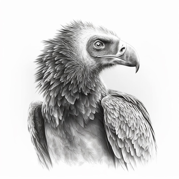 Pencil sketch beautiful vulture bird draw picture AI Generated