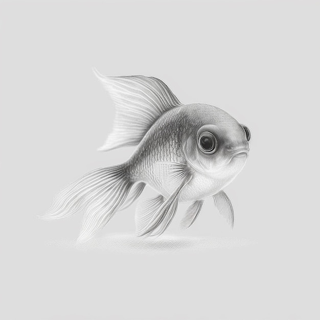 Pencil sketch cute art aquarium fish drawing AI Generated