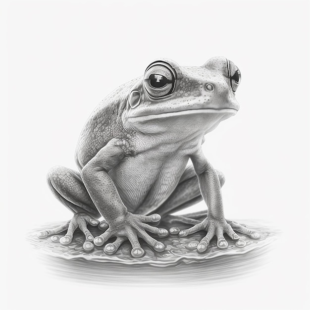 Pencil sketch cute art frog animal drawing AI Generated