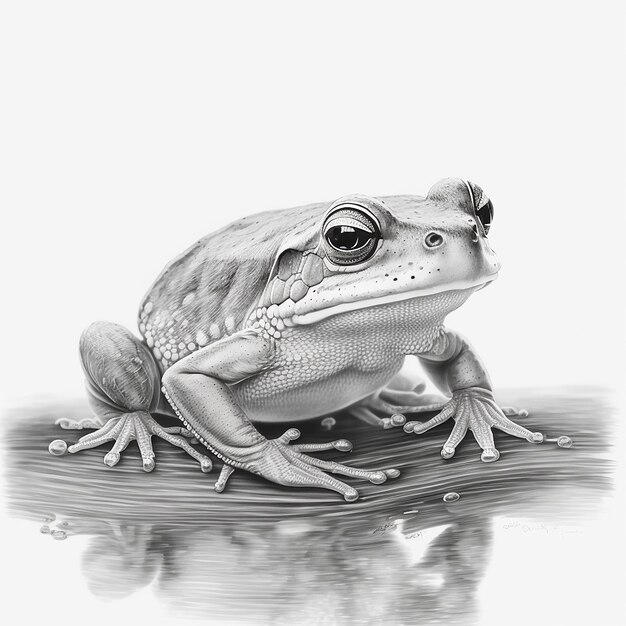 Pencil sketch cute art frog animal drawing AI Generated