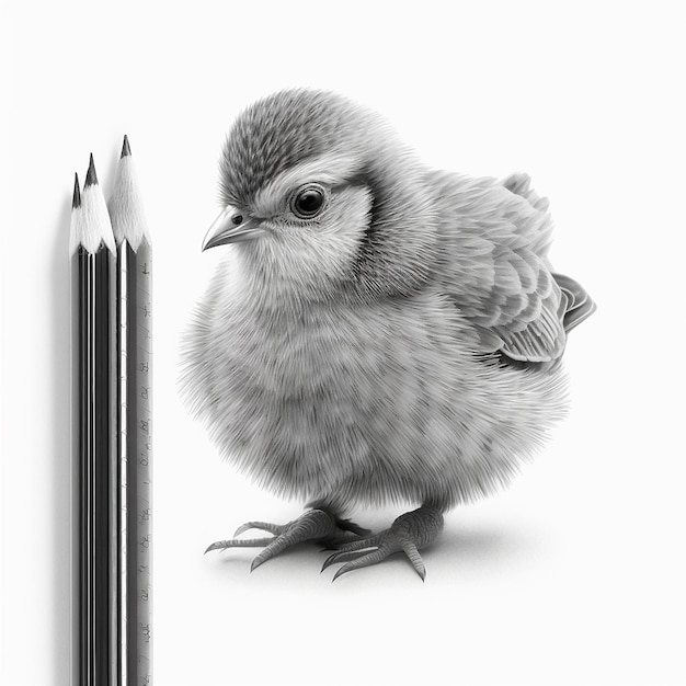 Foto schizzo a matita carino gallina disegno arti ai generato