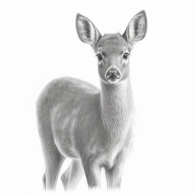 Pencil sketch deer animal drawing image AI Generated art