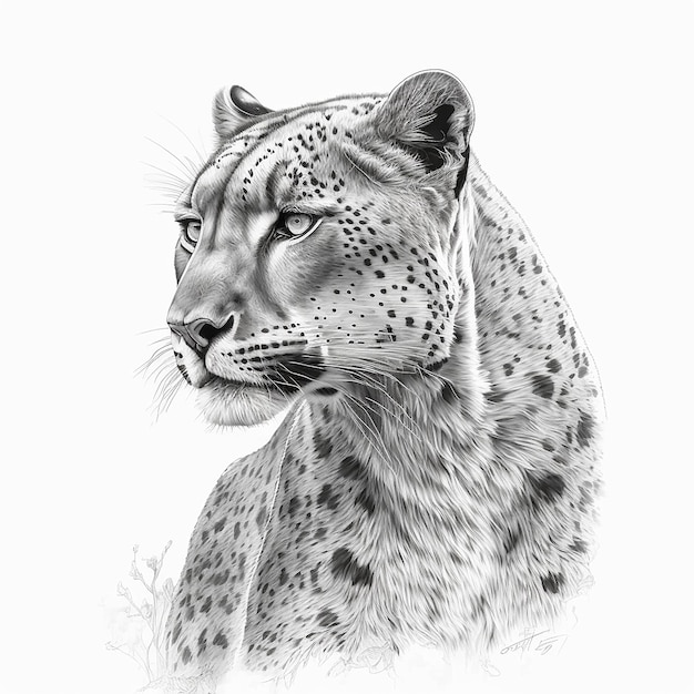 Pencil sketch draw cute panther animal AI Generated