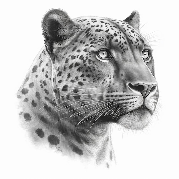 Pencil sketch draw cute panther animal AI Generated