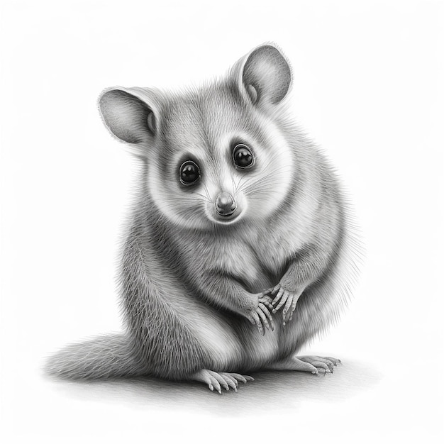 Photo pencil sketch drawing brushtail possum animal ai generated