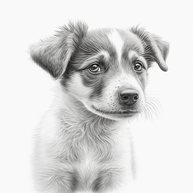 かわいい犬の動物を描く鉛筆画 AI 生成