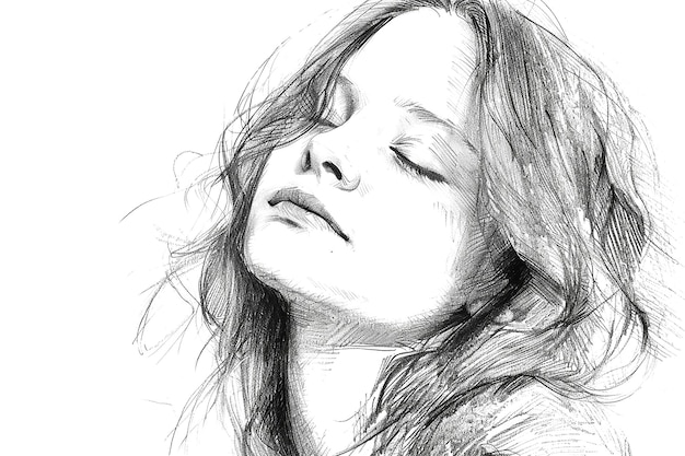 여자 의 연필 스케치 그림