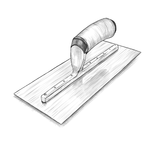 Pencil sketch of Finishing trowel isolated on white