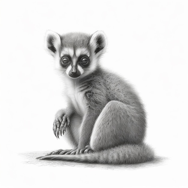 Pencil sketch lemur animal drawing picture AI Generated