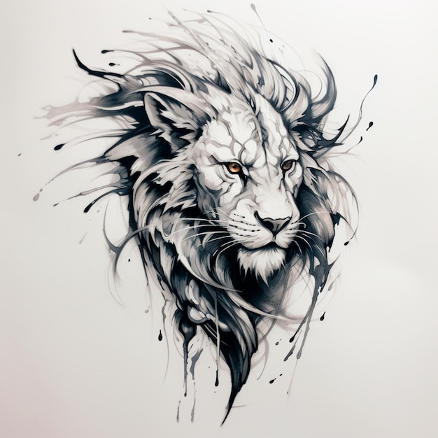 Premium AI Image  pencil sketch of a lion tattoo