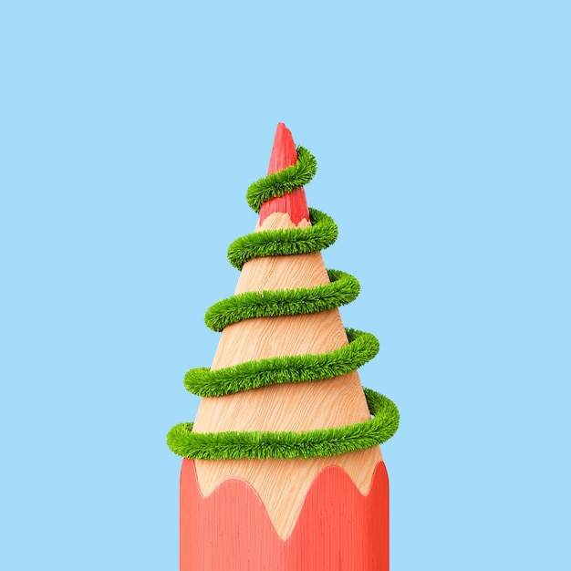 Photo pencil tip with christmas garland
