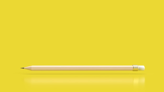 The pencil on yellow background for education or creative  concept 3d rendering