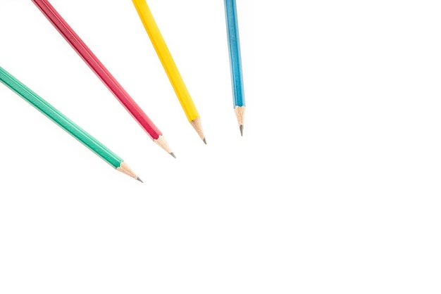 Pencil (yellow, red, blue, green)isolated white background