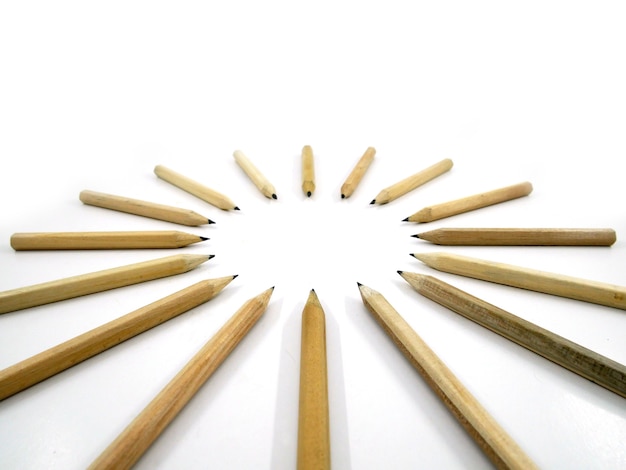 Pencils arrange Circular on white background