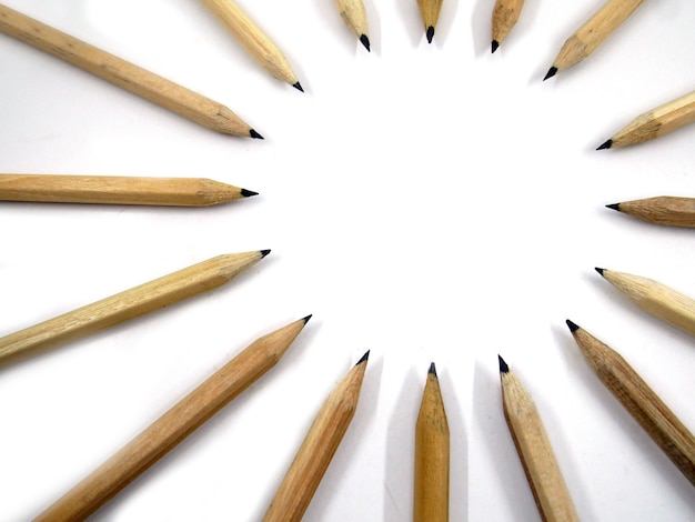 Pencils arrange Circular on white background