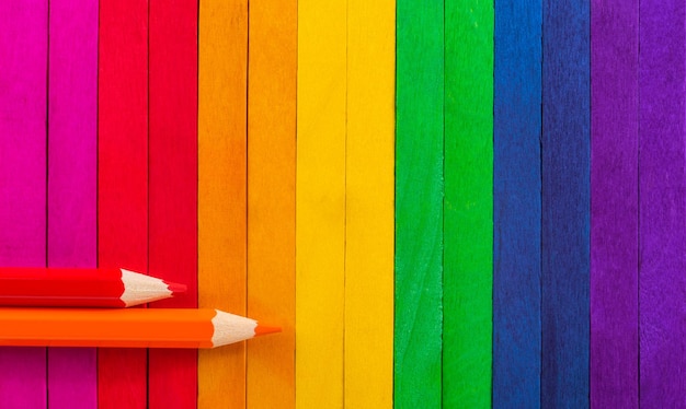 Photo pencils on colorful table